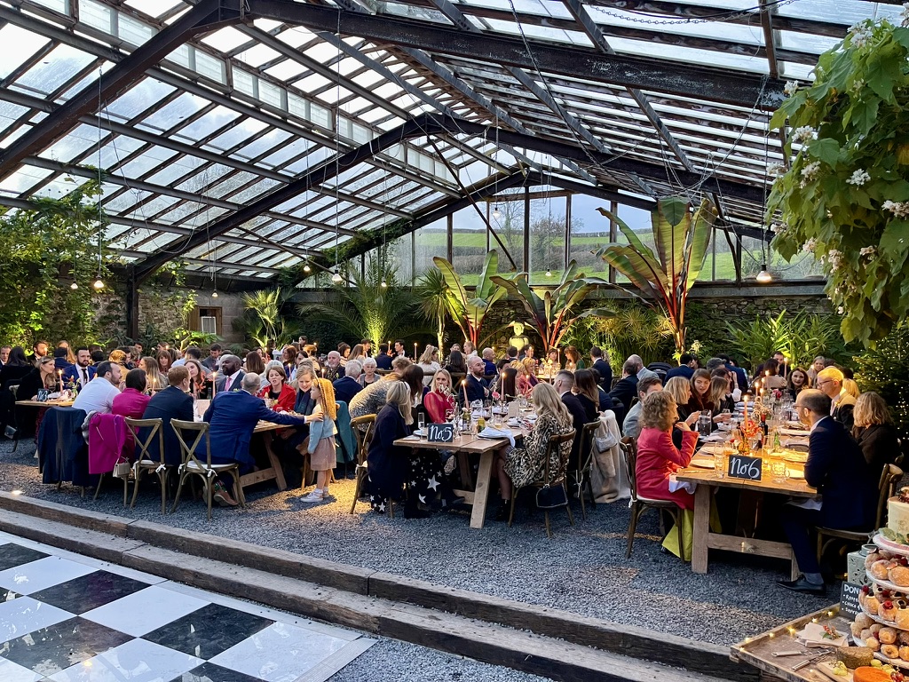 Wedding breakfast inside the ANRÁN Glasshouse